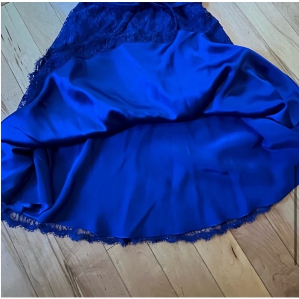 Monique Lhuillier sleeveless blue lace overlay dress size six (6) - Picture 7 of 10